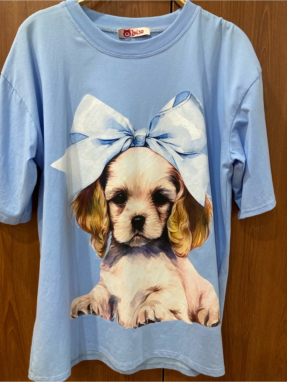 Light Blue Puppy Graphic Tee by